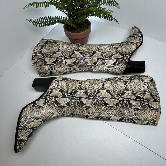 Schutz Maryana Block Heel Boots Size 9.5B Snake Print Knee High Boots Western - Picture 6 of 12